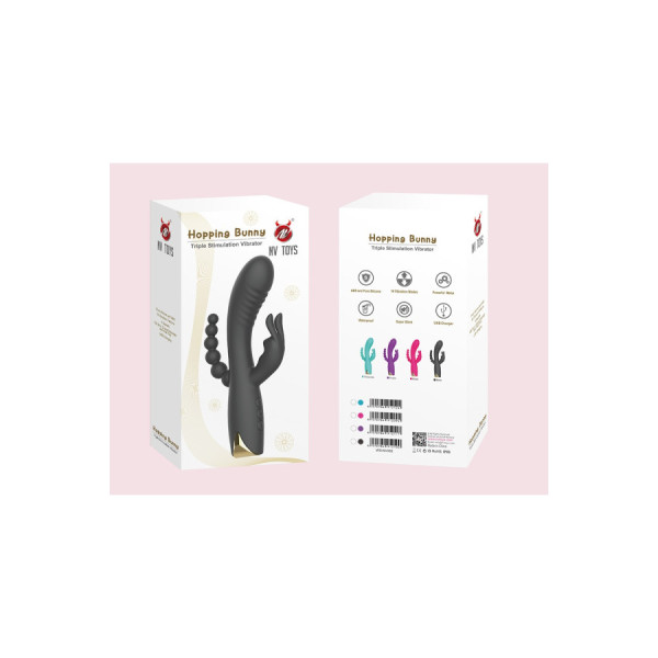 Vibromasseur triple stimulation très puissant violet USB 